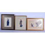 FIVE 19TH CENTURY CHINESE PITH PAPER WATERCOLOURS Qing. Largest 44 cm x 30 cm. (5)