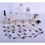 A COLLECTION OF SILVERWARE including bottles, salts, condiments etc. (qty)