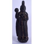 A 17TH/18TH CENTURY JAPANESE KOREAN CARVED WOOD BUDDHISTIC DEITY of elegant form. 9 cm high.