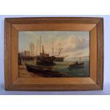 European School (19th Century) Oil on canvas, Boats on the coast. Image 44 cm x 30 cm.