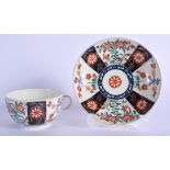 18th c. Worcester teacup and saucer painted with the Rich Queen’s pattern. Cup 5cm high, Saucer 13c
