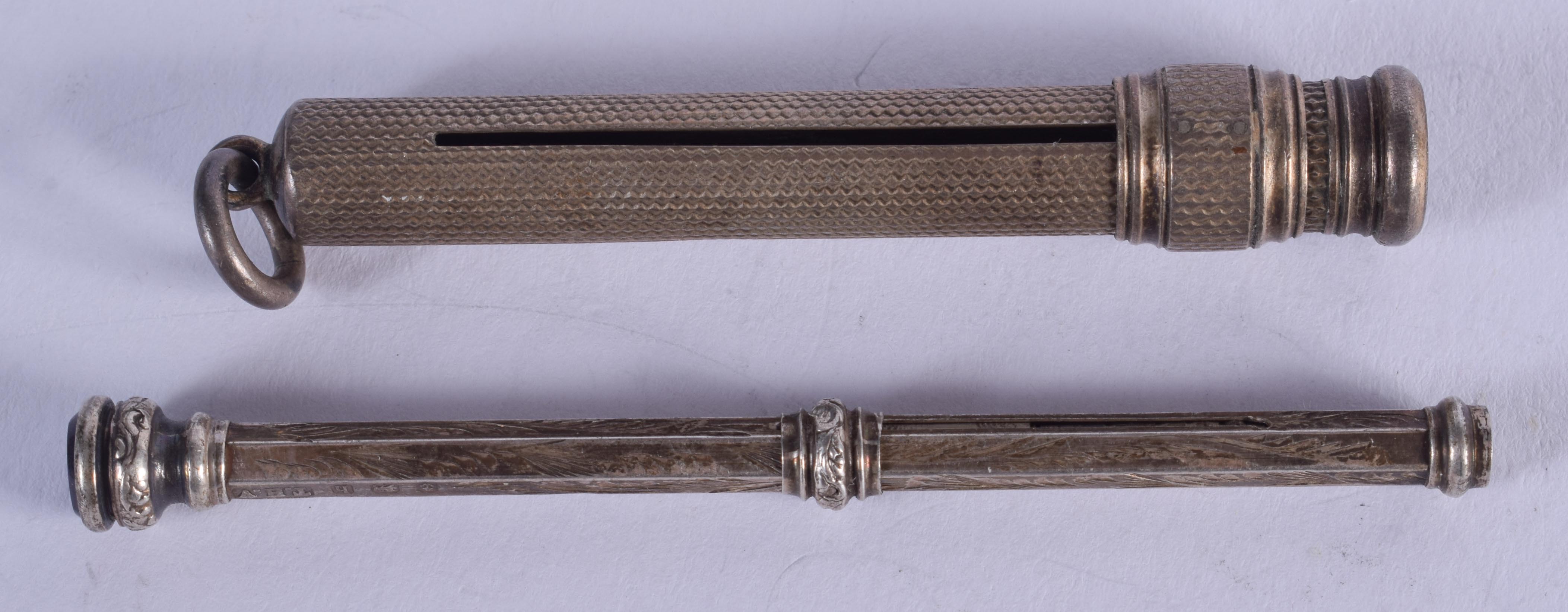 TWO ANTIQUE SILVER PENCILS. London 1911 & Birmingham 1907. (2)