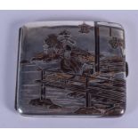 A JAPANESE MEIJI PERIOD SILVER CIGARETTE CASE. 68 grams. 8 cm x 8 cm.