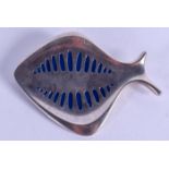 A STYLISH GEORG JENSEN SILVER FLAT FISH BROOCH. 26 grams. 5.5 cm x 4 cm.