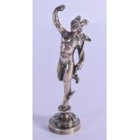 A 19TH CENTURY SILVER FIGURE OF MERCURY by Berthold Muller. 40 grams. 9 cm high.