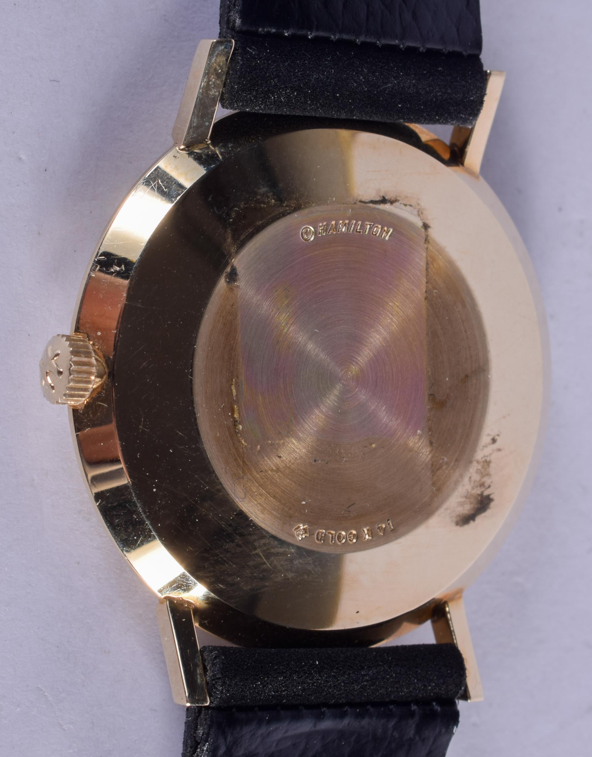 A 14CT GOLD HAMILTON WRISTWATCH. 3 cm diameter. - Image 2 of 2