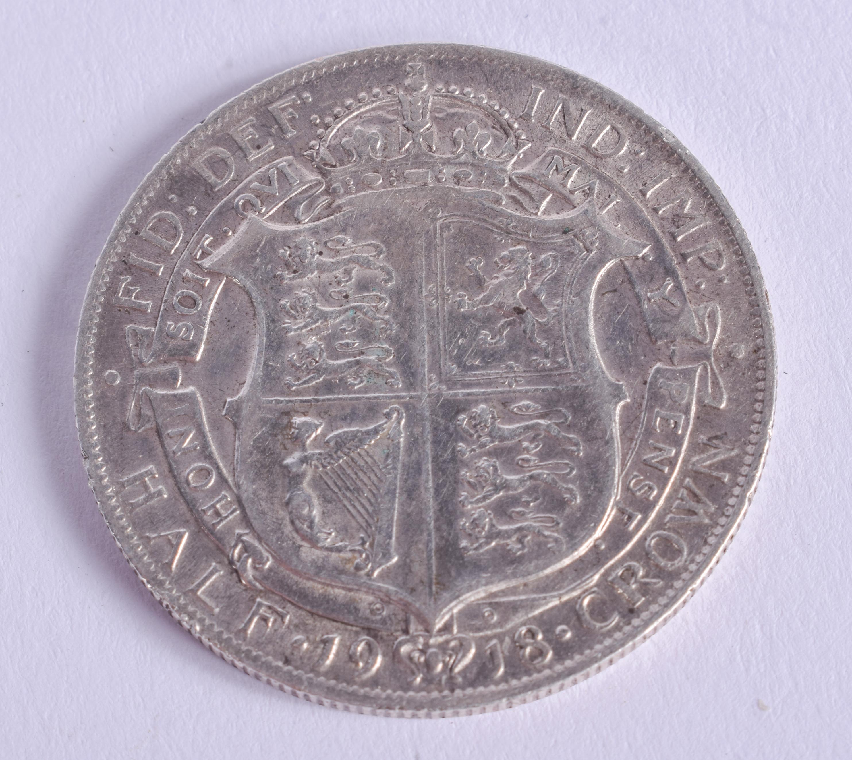 A GEORGE V 1918 HALF SILVER CROWN. - Bild 2 aus 2