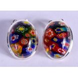 A PAIR OF SILVER MILLEFIORI EARRINGS.