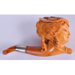 AN ANTIQUE AMBER AND MEERSCHAUM PIPE. 8 cm x 4 cm.