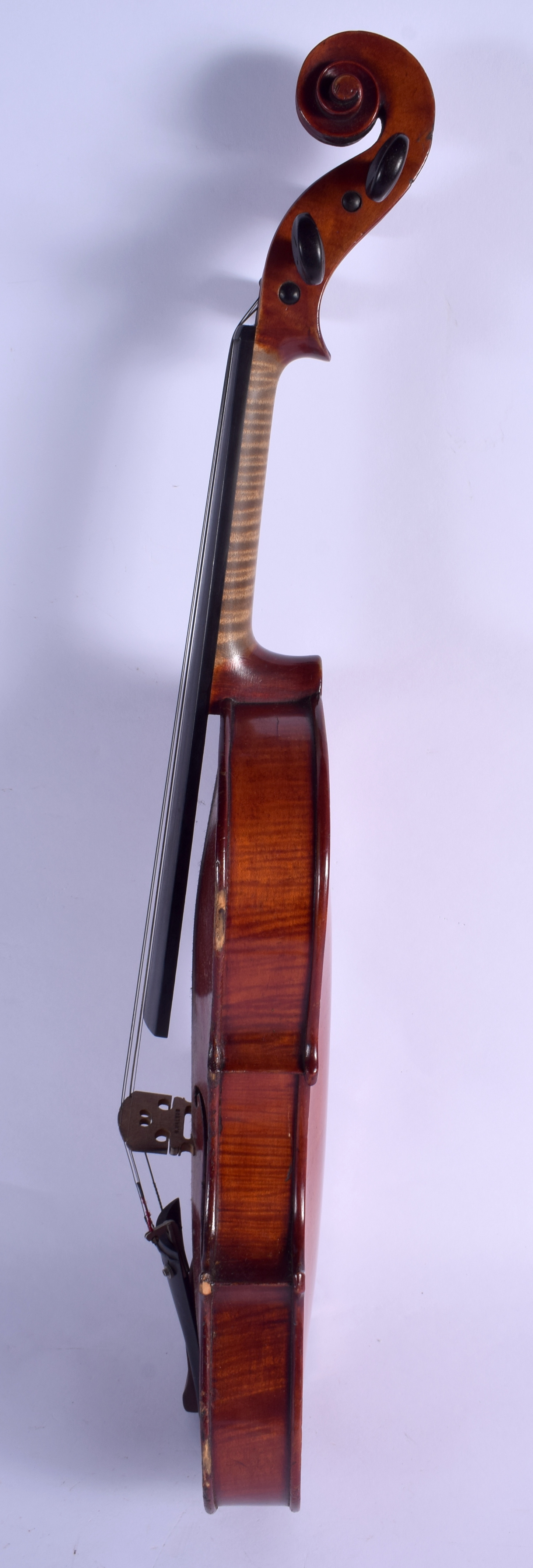 A CASED TWO PIECE BACK VIOLIN with bow. 56 cm long. (2) - Image 3 of 12