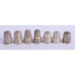 SIX SILVER THIMBLES. (6)