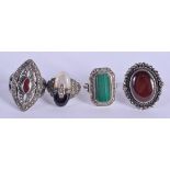 FOUR ART DECO SILVER RINGS. (4)
