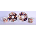 Royal Crown Derby two coffee cans and saucers painted with an imari pattern Saucer 14cm diameter, C
