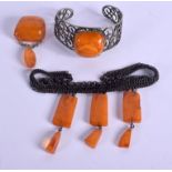 AMBER JEWELLERY. 93 grams. (2)