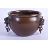 A CHINESE BRONZE CENSER 20th Century. 11 cm wide.