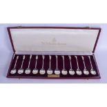 LIMITED EDITION TITCHBORNE SILVER SPOONS. London 1980 to 1983. 268 grams. 12 cm long. (12)