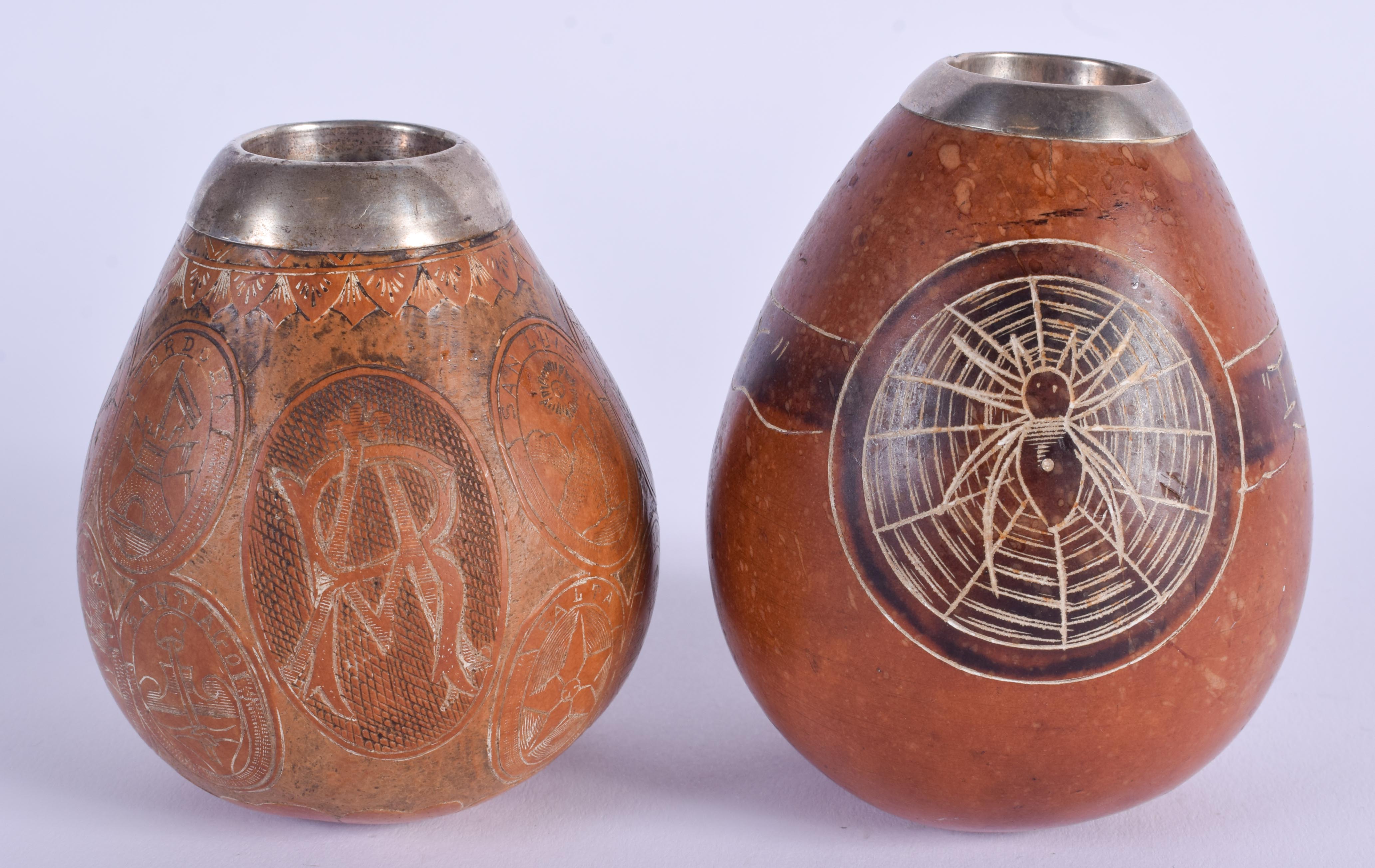 A PAIR OF VINTAGE CONTINENTAL SILVER GOURD VASES. 10 cm high.