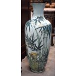 A VERY LARGE 19TH CENTURY JAPANESE MEIJI PERIOD CLOISONNE ENAMEL VASE decorated with flowers on a pa