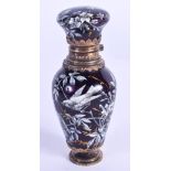 A FINE 19TH CENTURY FRENCH LIMOGES ENAMEL SCENT BOTTLE AND STOPPER wonderfully decorated with birds