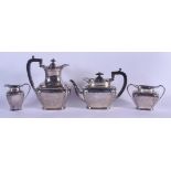 A 1960S FOUR PIECE SILVER TEASET. Sheffield 1966. 1722 grams. Largest 21 cm x 13 cm. (4)