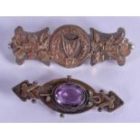 TWO ANTIQUE SILVER BROOCHES. Largest 6 cm long. (2)