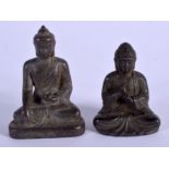 TWO CHINESE BRONZE BUDDHAS 20th Century. (2)