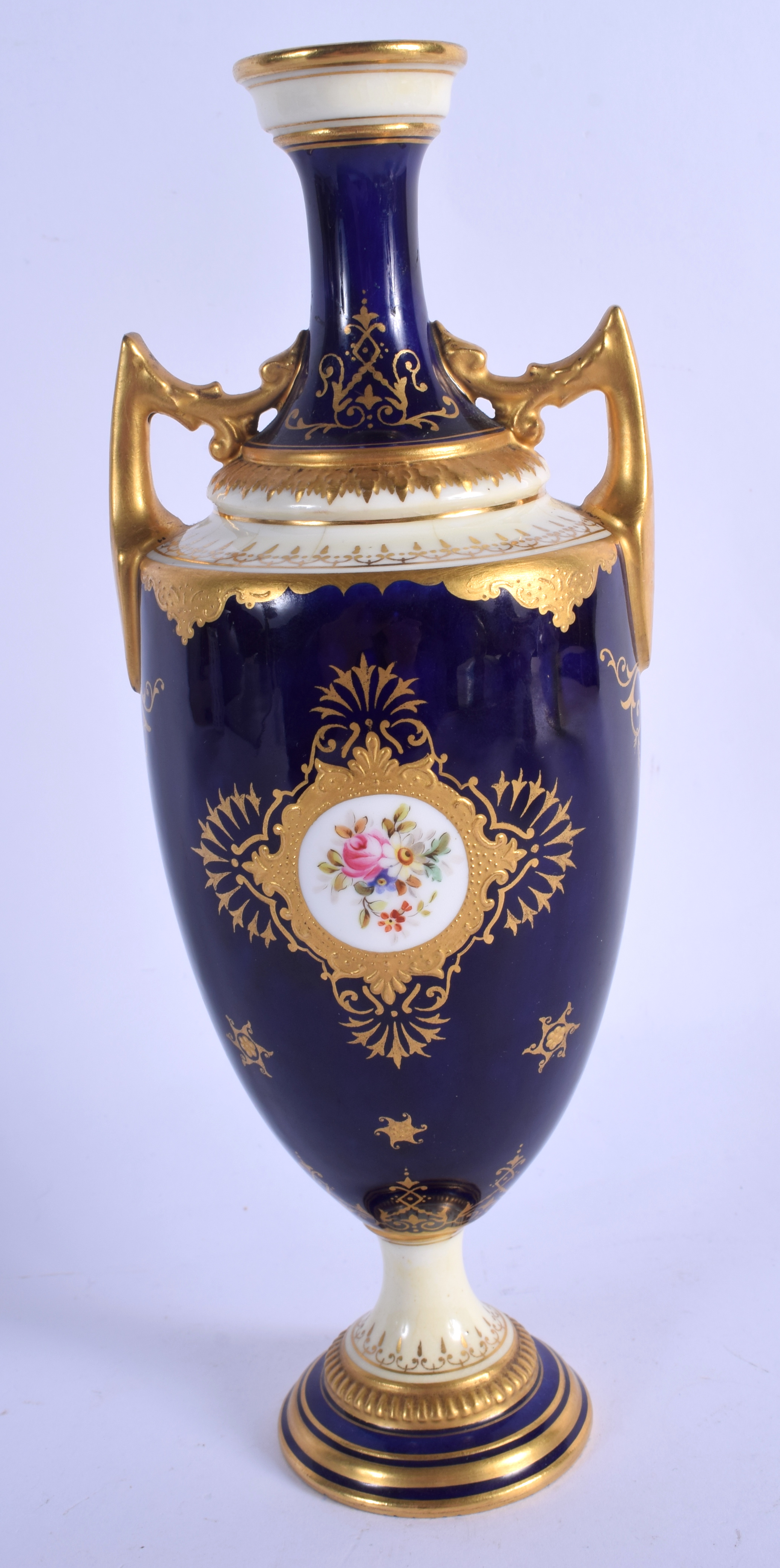 Late 19th/Early 20th c. Coalport vase painted with a landscape to the front and flowers verso surrou - Image 2 of 3