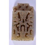 A CHINESE CARVED JADE PLAQUE 20th Century. 7 cm x 4 cm.