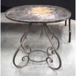 A VINTAGE FRENCH WROUGHT IRON TABLE. 70 cm x 60 cm.