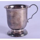 A BOXED SILVER CHRISTENING MUG. 44 grams. 7 cm high.