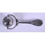 A SILVER BABIES RATTLE. 7.5 cm long.