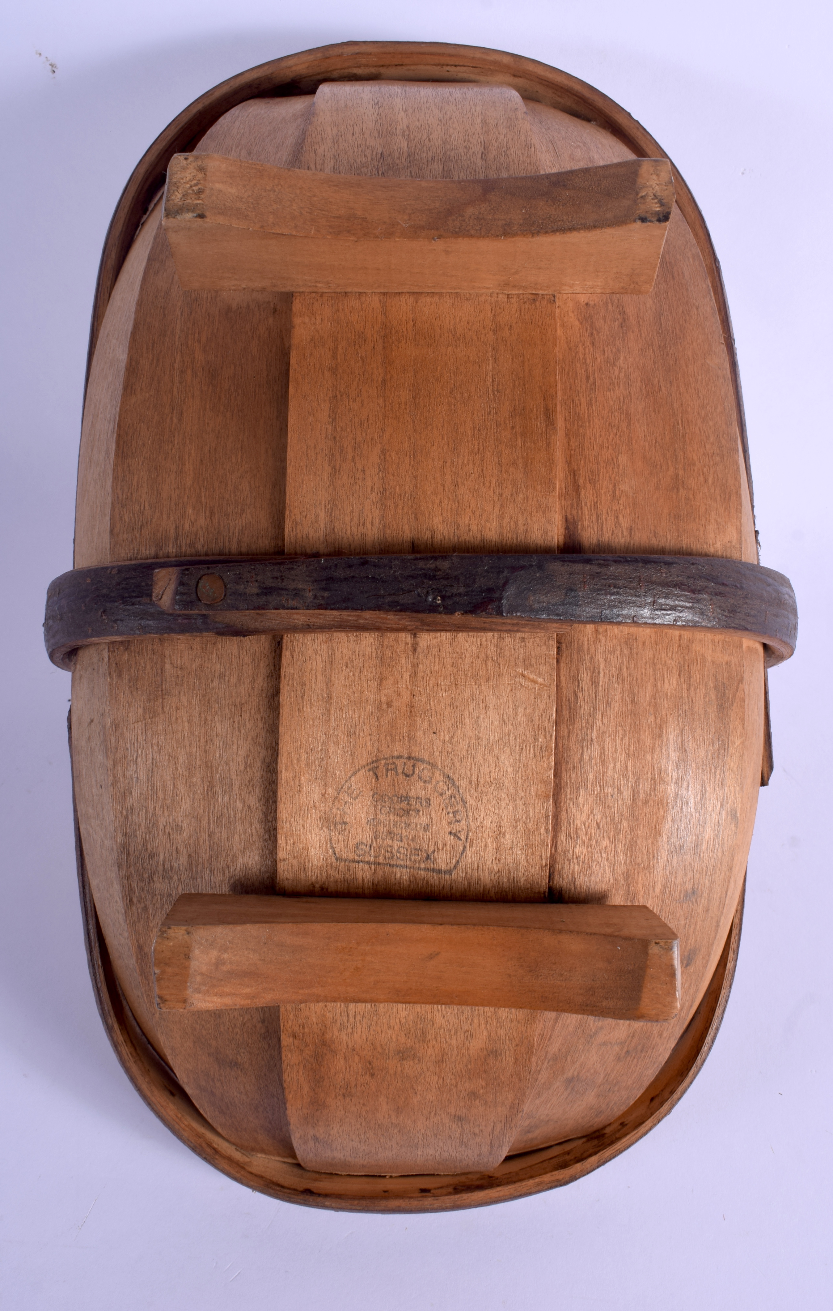 THREE FRUITWOOD DAIRY SPOONS and a basket. Largest 28 cm x 20 cm. (4) - Image 3 of 4