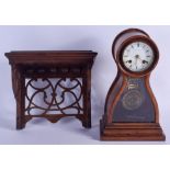 AN UNUSUAL ANTIQUE FRENCH MALECOT A PARIS BRACKET CLOCK with bracket. Clock 31 cm x 15 cm. (2)