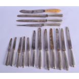 FIFTEEN GEORGE III SILVER HANDLED KNIVES C1804-1820 including Paul Storr examples & an antique ivory