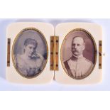 AN ANTIQUE EUROPEAN IVORY PHOTOGRAPH FRAME. 11 cm x 7 cm extended.