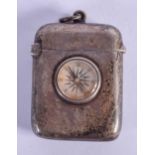 A VERY RARE ANTIQUE SILVER COMPASS VESTA CASE. 42 grams. 4.5 cm x 3.25 cm.