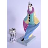 AN ART DECO FRENCH DAX POTTERY FIGURE OF A CLOWN. 35 cm high.