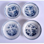 Mid 18th c. Meissen pair of saucers painted in under-glaze blue and a pair of Vienna saucers similar
