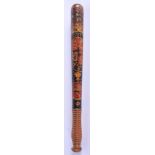 A WILLIAM IV PAINTED WOOD TRUNCHEON. 42 cm long.