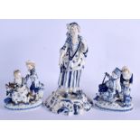 A PAIR OF 19TH CENTURY GERMAN AUGUSTUS REX PORCELAIN FIGURES together with a large matching figure.