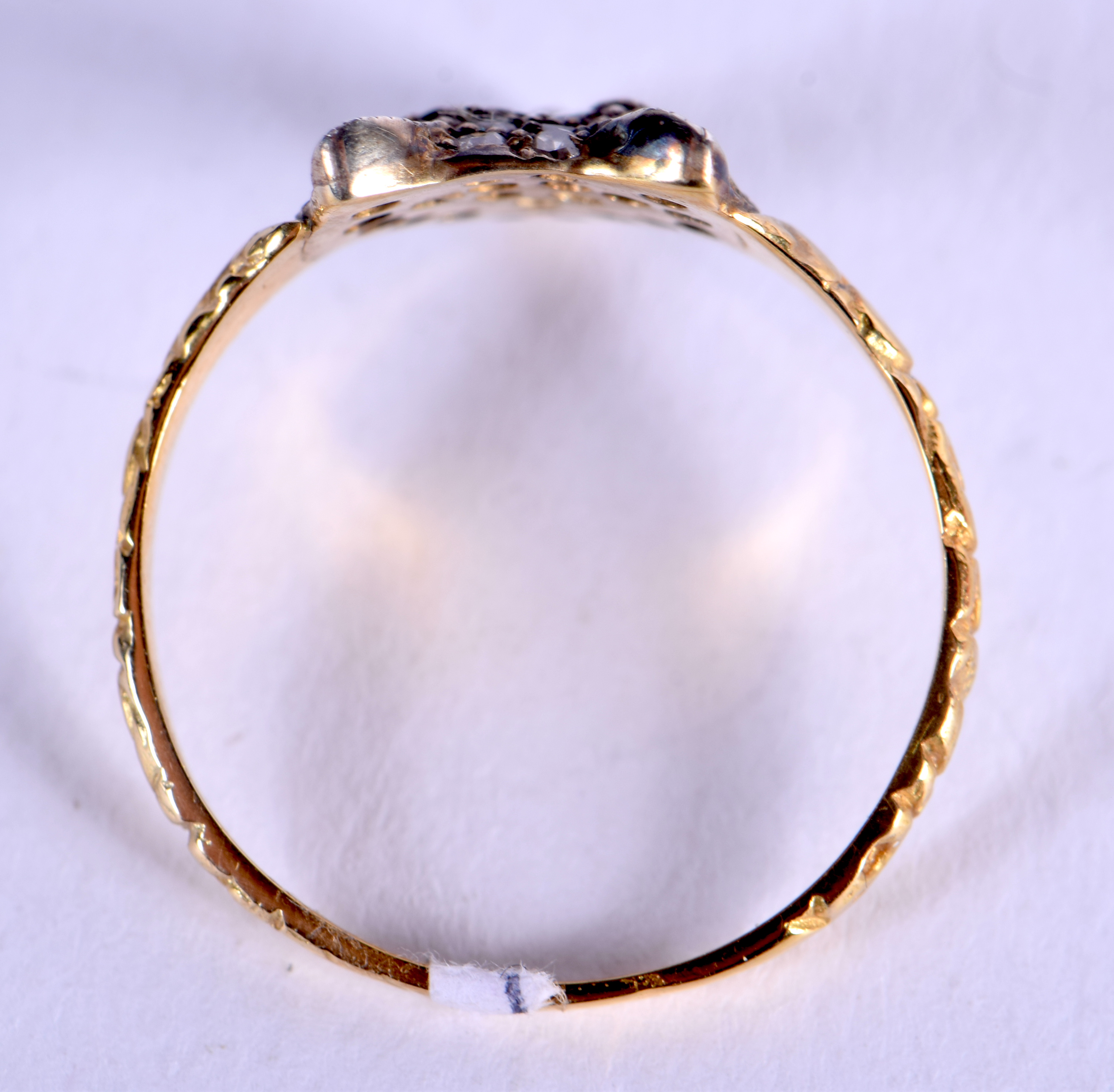 AN ANTIQUE GOLD AND SILVER RUBY FOX HEAD RING. 2 grams. Q. - Image 2 of 2