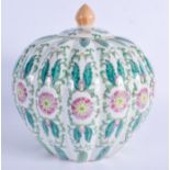 A CHINESE PORCELAIN MELON FORM JAR AND COVER 20th Century. 20 cm x 27 cm.