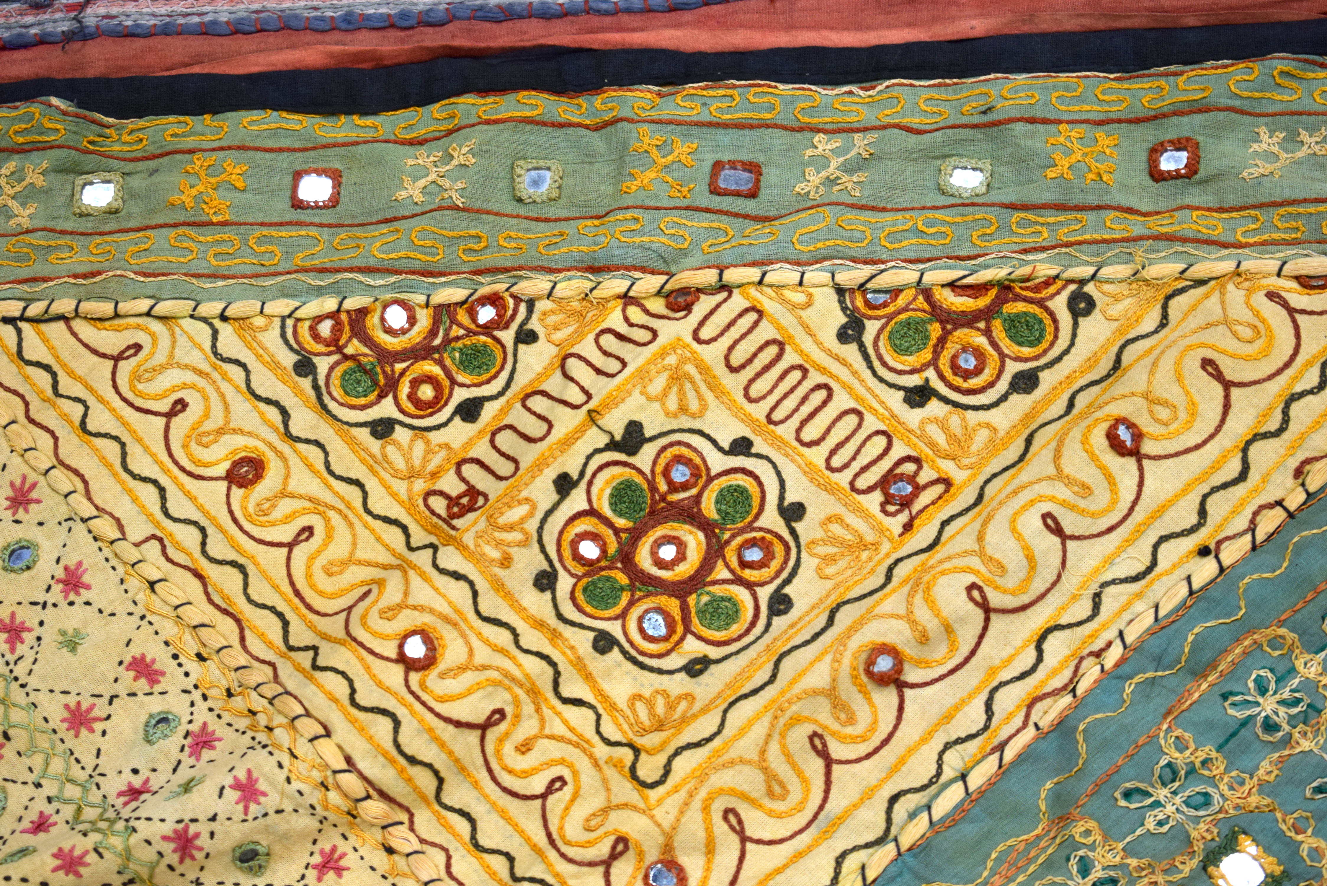 TWO INDIAN MIDDLE EASTERN EMBROIDERED TEXTILES. Largest 160 cm x 115 cm. (2) - Image 3 of 8