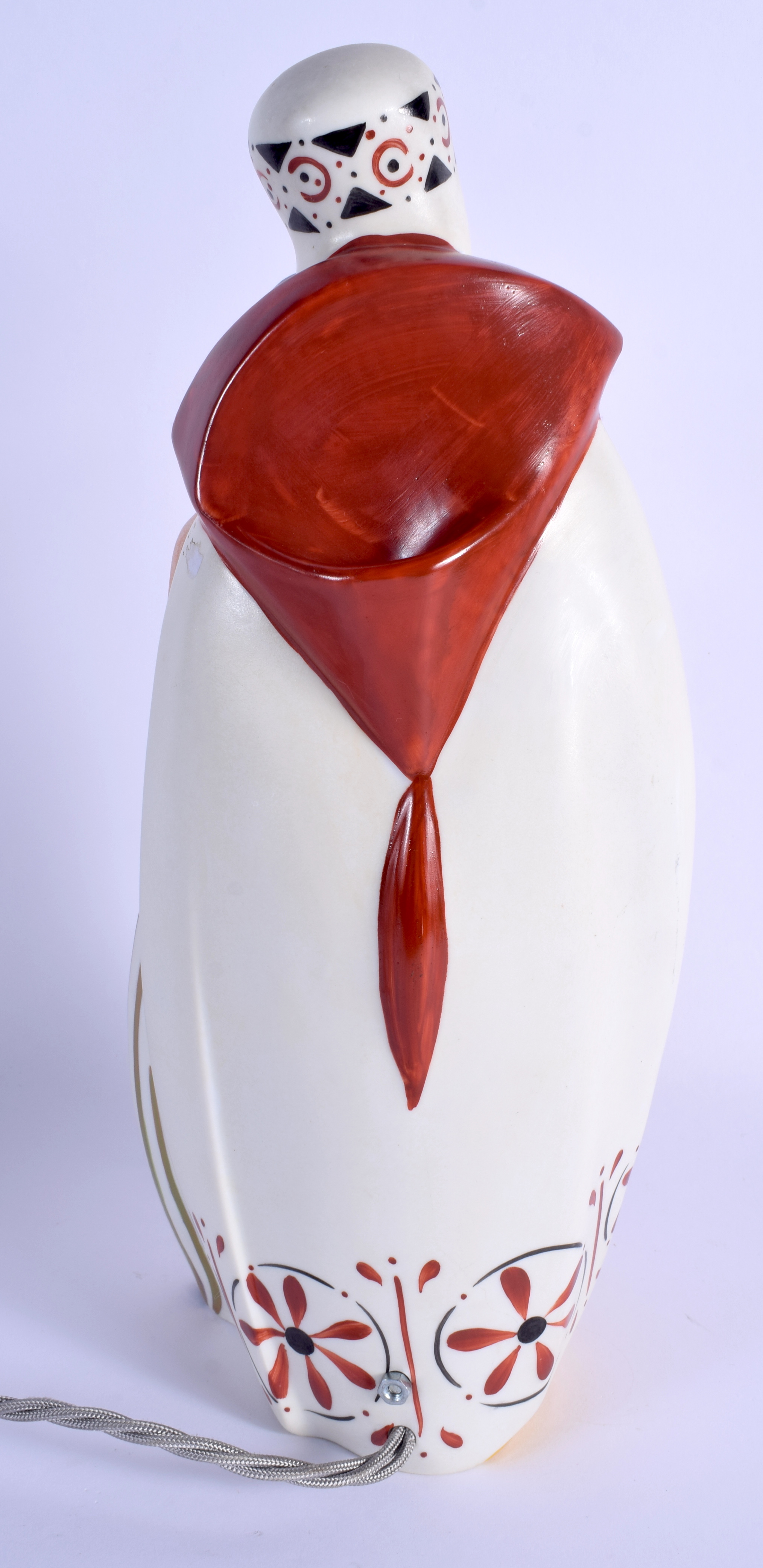 A RARE VINTAGE LIMOGES ENAMEL PORCELAIN LAMP modelled as a male and a nude female. 32 cm high. - Image 2 of 3