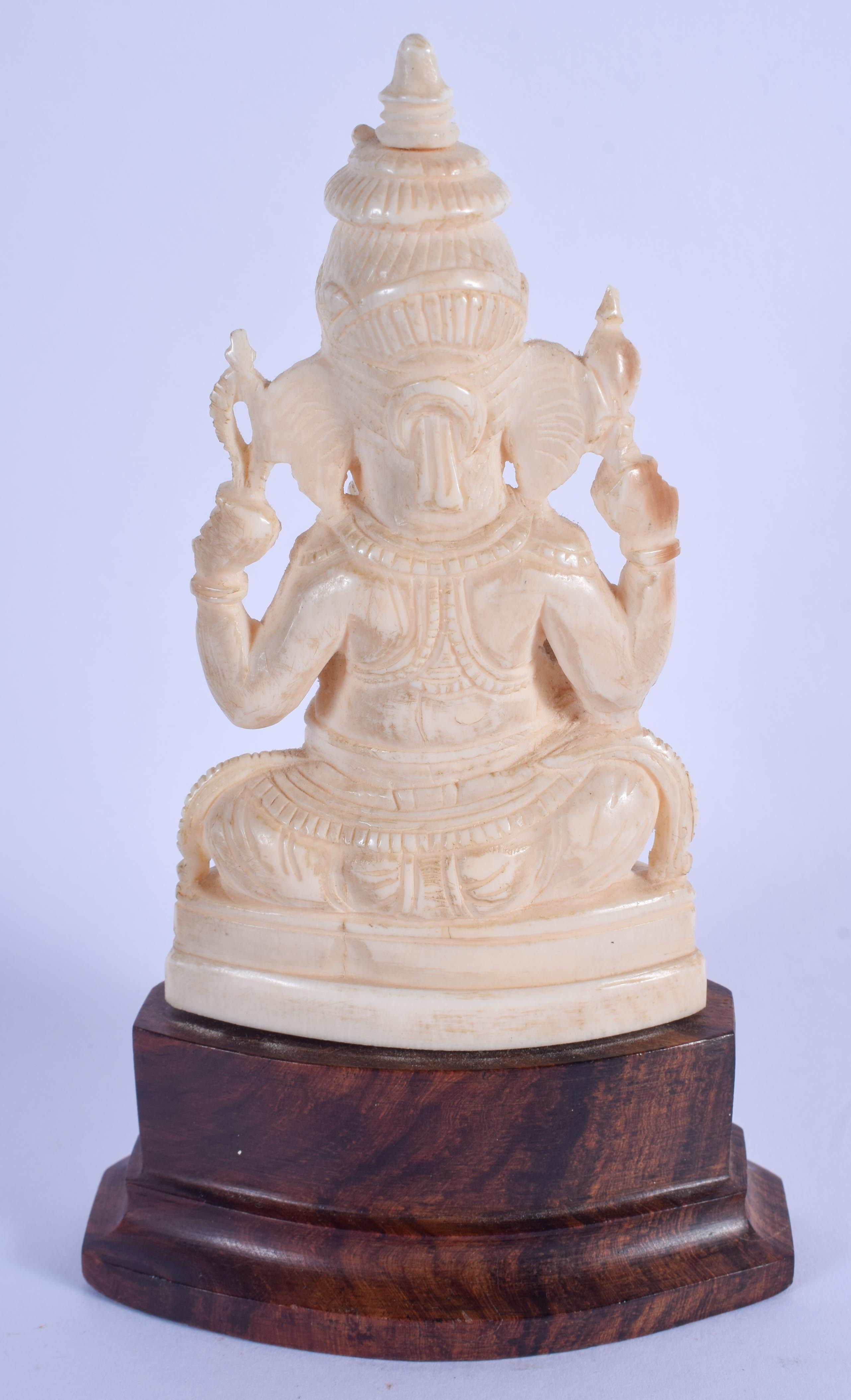 A 19TH CENTURY ANGLO INDIAN CARVED IVORY FIGURE OF GANESHA. Ivory 10 cm x 4 cm. - Image 2 of 2