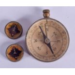 A VINTAGE COMPASS and similar miniature compass. (3)