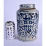 A CHINESE BLUE AND WHITE GINGER JAR AND COVER 20th Century. 23 cm high.