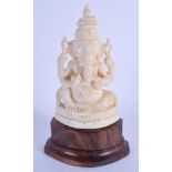 A 19TH CENTURY ANGLO INDIAN CARVED IVORY FIGURE OF GANESHA. Ivory 10 cm x 4 cm.