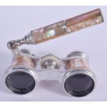 A PAIR OF VINTAGE MOTHER OF PEARL OPERA GLASSES. 18 cm wide inc handle.