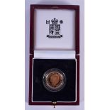 A BOXED 1998 PROOF SOVEREIGN. 2 cm diameter.